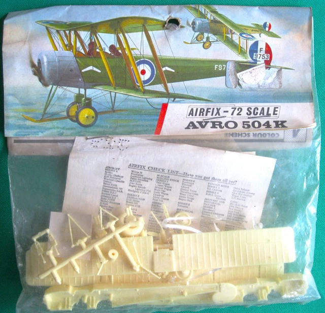 VINTAGE 1967 AIRFIX 1/72 Avro 504K Bagged Plastic Model Kit £15.00 ...