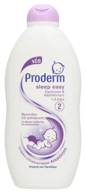 PRODERM SLEEP EASY SHAMPOO & BATH WASH BABY 1-3 YEARS CHAMOMILE & LAVENDER 400ml