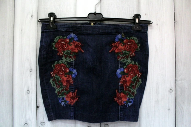 Gonna Di Jeans Guess Donna Taglia 42 Blu Cotone Minigonna Woman Logo Miniskirt