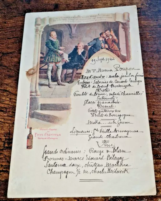 Ancien menu  frere chartreux a tarragone