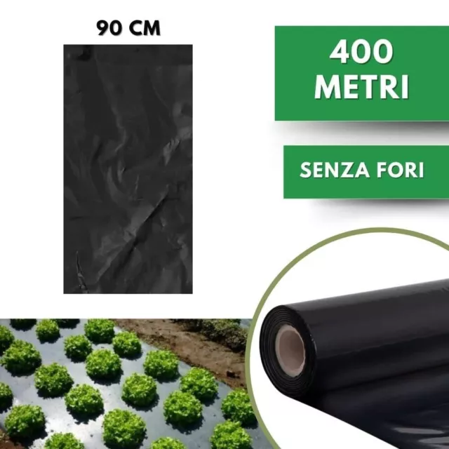 Telo per PACCIAMATURA Nero 400 m | senza Fori Larg. 100 cm Antierbacce Bio Orto