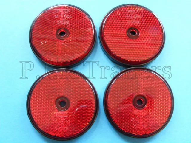 4 x RED Rear Screw on 60mm Round Reflectors - Trailers & Horse Box