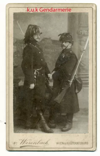 k.u.k Foto CDV Gendarm Polizei Federhut kuk police um 1895