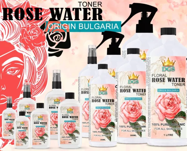 Rose Water 100% Pure Natural  Bulgaria Origin Toner Cleanser, Moisturizer UK