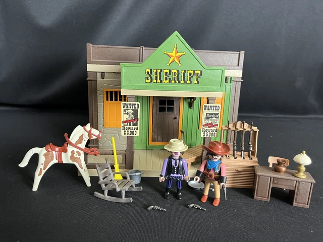 Pièces Playmobil Vintage Western : Shérif, Ceinturon, Prison - Set 3786 De 1994 - Occasion