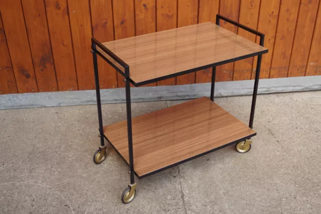 Carrito de Servicio Té Nogal 60er Mesa Auxiliar Mid Century BAR 50er