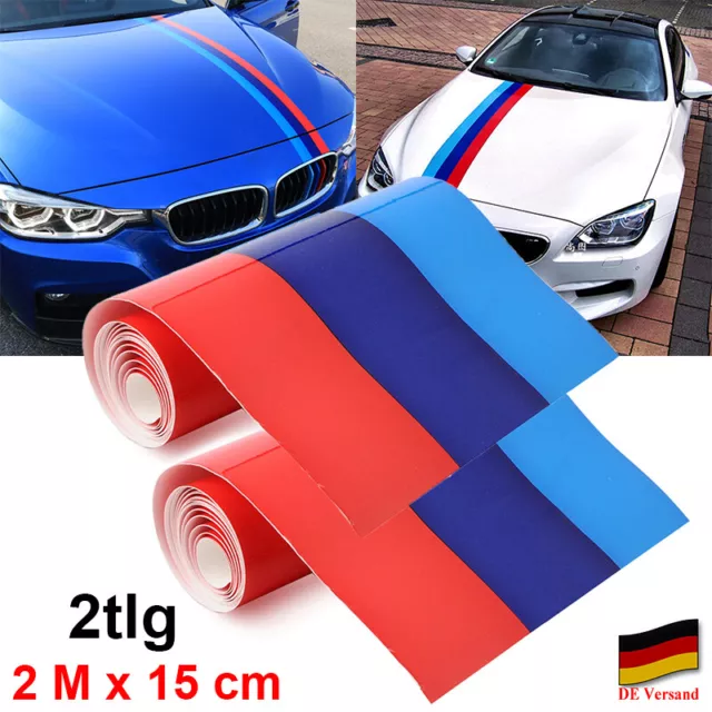 4m M-Colored Auto Streifen Stripes Flagge Aufkleber Sticker Motorhaube für BMW
