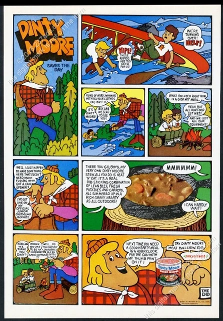 1971 Dinty Moore Beef Stew lumberjack cartoon story vintage print ad