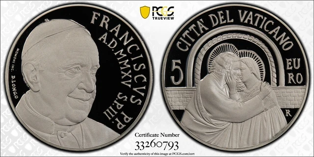 Vatican City 2015-R Silver 5 Euros Synod of Bishops PCGS Proof-70 DCAM Vatican City 2015-R Silver 5 Euros Synod of Bishops PCGS Proof-70 DCAM
