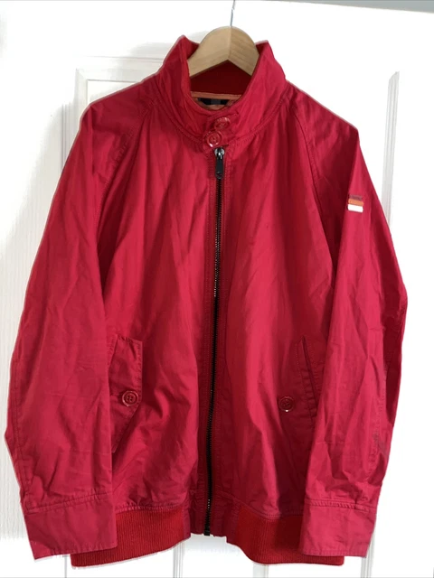 Men's Superdry The Burbank Harrington Red Bomber Jacket - Size 2XL