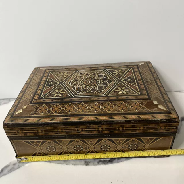 Very Fine Vintage Micro Mosaic Khatam Inlaid Wood Box Persian Handmade