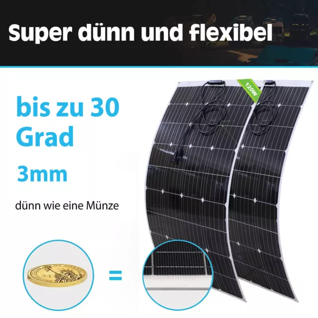 120W Flexibel Solarmodul Solarpanel Monokristallin für Wohnmobil Balkonkraftwerk
