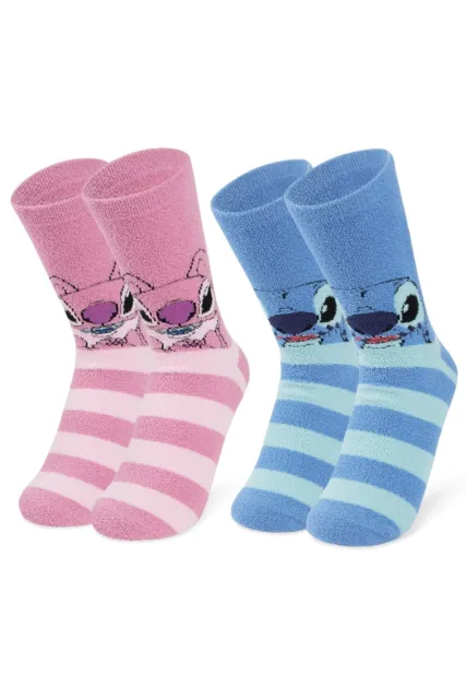 Disney Womens Stitch & Angel Socks 2 Pack Eye-Catching Comfortable Casual