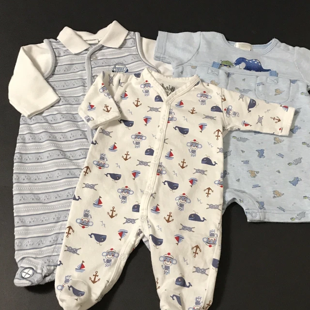 Baby Boy Clothes 0-3 Months 3 M Romper Coveralls Nautical Dino Cars Lot Of 3