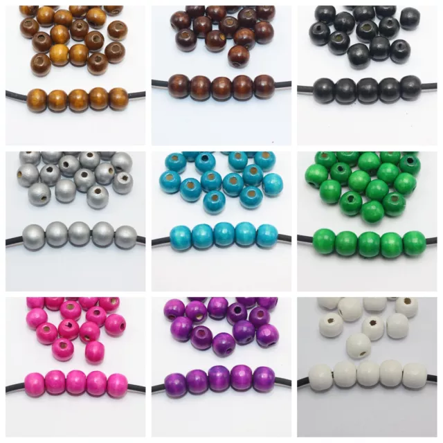 100pcs 12mm(1/2") Round Wood Beads~Wooden Beads Jewelry making Color Choice