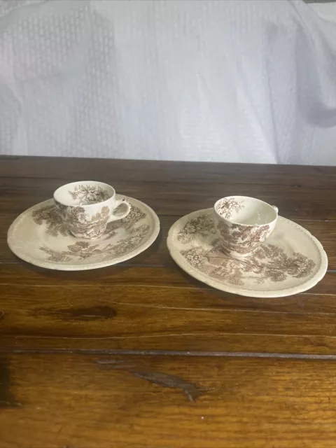 2 Swinnertons Staffordshire England "The Ferry" Demitasse & saucer