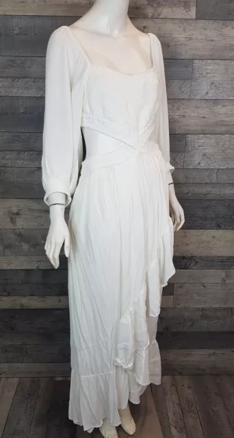 Free People Cross My Heart Maxi Dress Medium Ivory Floaty Boho Summer BN