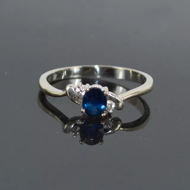 18ct Solid White Gold Hallmarked Natural Sapphire Genuine Diamond Ring