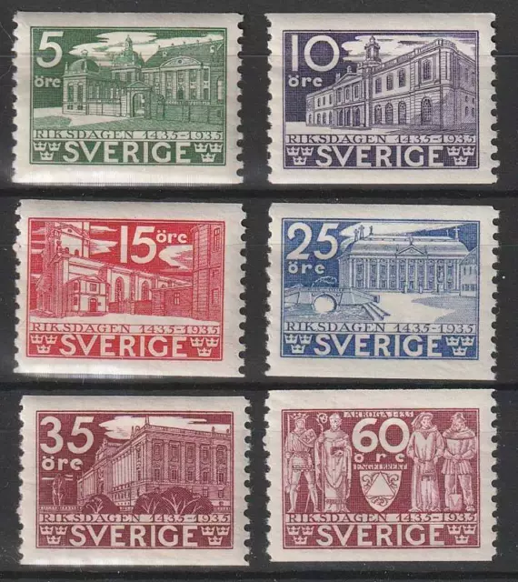 Timbre Suède Num Yvert et Tellier 229/234 Neuf avec charnière Année 1935 - Stamp