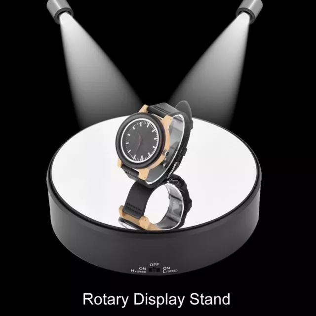 18cm 360° Rotating Jewelry Watch Camera Display Stand Turntable Top Mirror Glass