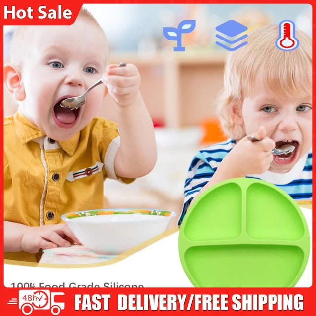 Cute Baby Infant Dining Plate Non Slip Training Sucker Dishes Tableware (Green)