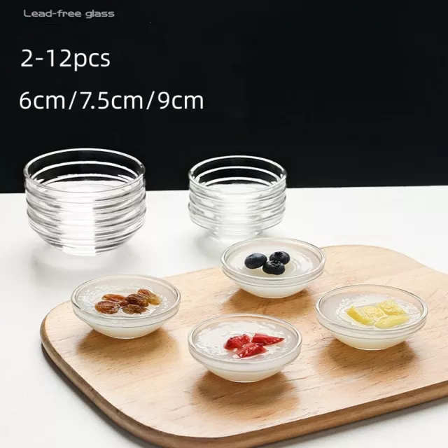 2-12pcs Dip Schüssel Glas Schälchen Mini Saucen Snack Eis Dessert Schalen 6-9cm