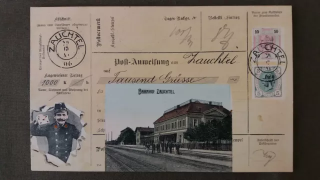 530 AK-Postanweisung Bahnhof ZAUCHTEL 1907