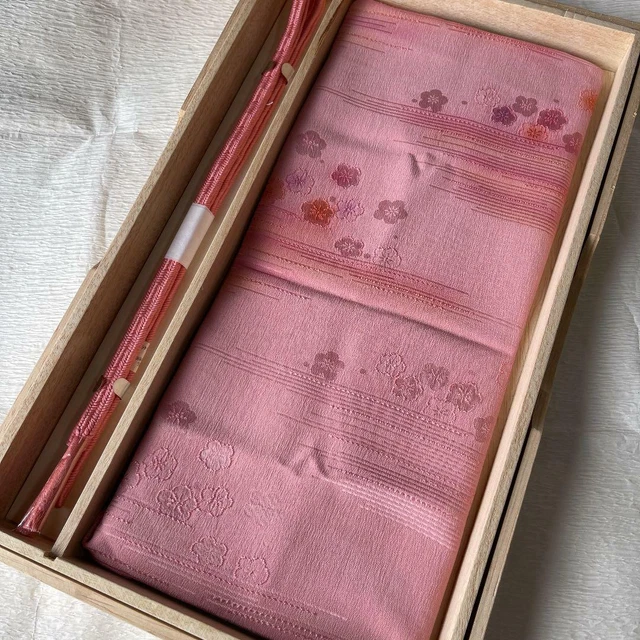 OBIAGE/OBIJIME pink floral pattern cute set for Japanese FURISODE Unused #15