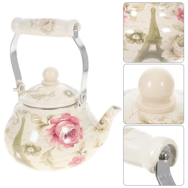 Enamel Tea Pot Kettle Stainless Steel Coffee Maker Glass Pitcher Whistle