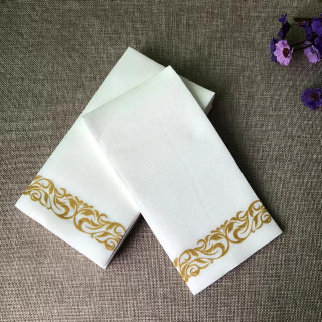 50 Papierhandtücher goldener Blumendruck Gästetücher Servietten Hochzeit