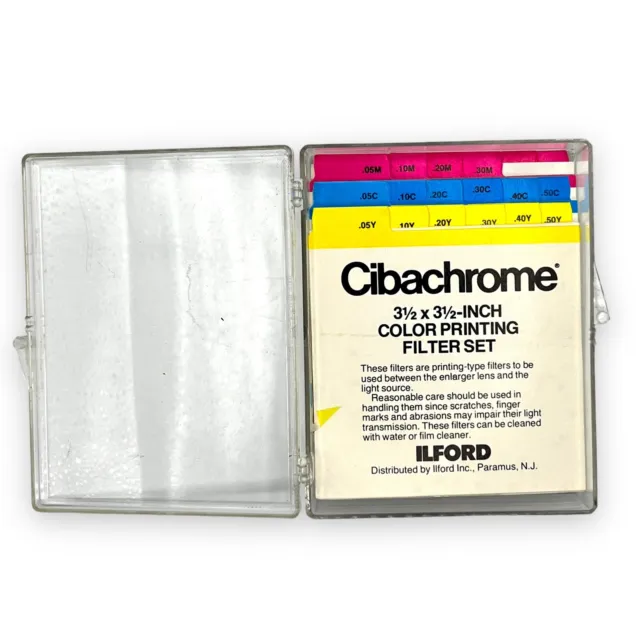 Juego de filtros de impresión a color vintage Cibachrome 3,5"" x 3,5"" fotografía Ilford