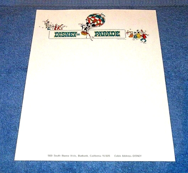 1970S DISNEYLAND DISNEY ON PARADE LETTERHEAD SHEET - PicClick UK