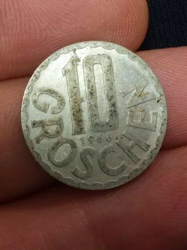 Coin, Austria, 10 Groschen, 1966, Vienna, VF Aluminum, KM# 2878 Kayihan coins