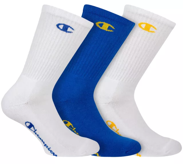 Champion Unisexe Chaussettes,3 Paire - Crew Chaussettes Legacy Bleu/Jaune /