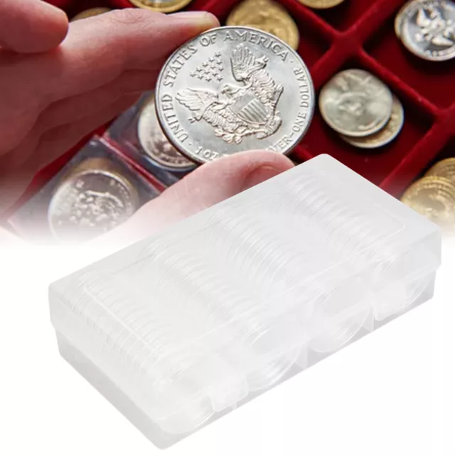 Clear Coin Storage Box 60 Pieces 41mm Coin Capsules Coin Collection AU