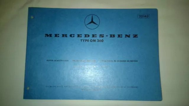 Ersatzteilliste Mercedes-Benz LKW Motor OM 360 1971 OM360 Ersatzteilkatalog