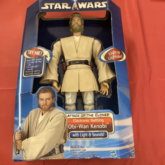 Hasbro Star Wars Attack Of The Clones Electronic Battling Obi-Wan Kenobi