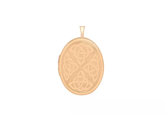 Etched Celtic Oval Locket 9ct Rose Gold