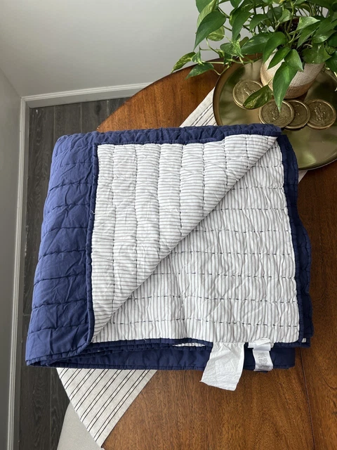 Pottery Barn Kids Branson Stitch Quilt, Navy, Full/ Queen