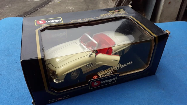 Miniature Burago 1/18 - Mercedes 300 SL 1954 #452 - Blanche, Roues à Rayons - Occasion