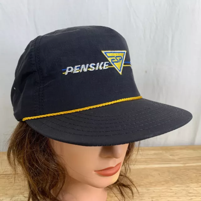 Vtg Penske ESP 3 Year Black Snapback Trucker Cap Hat Made in USA Dubbs Company