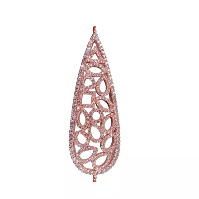 3 Pcs 18x50m Cz Pave Teardrop Shape Connector Necklace Jewelry Making