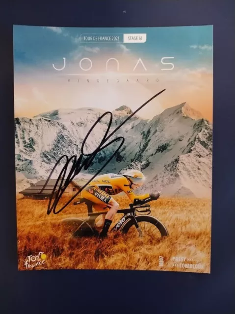 Jonas Vingegaard Autographed Cycling Photo Jumbo Visma Signed Tour de France