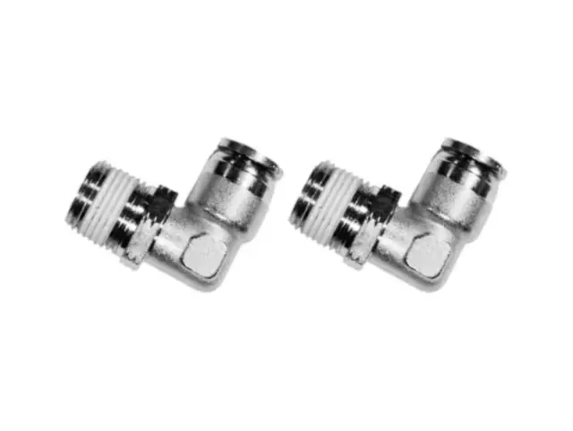 1/8" OD Hose X 1/8" NPT 90 Degree Swivel Elbow Nickel Plated Brass Fitting- 2PK