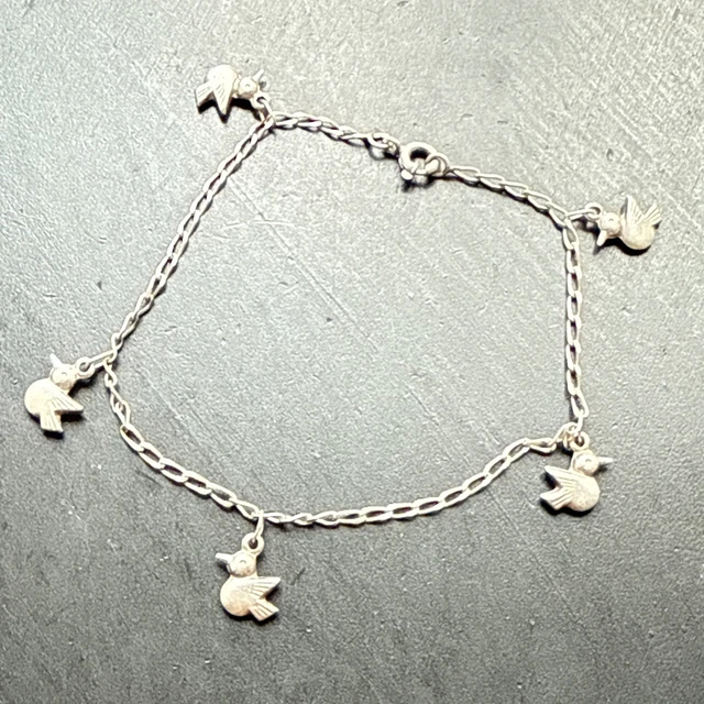 Bracelet Gourmette Ancien En Argent Massif 925 - Maille Plate Simple - Occasion
