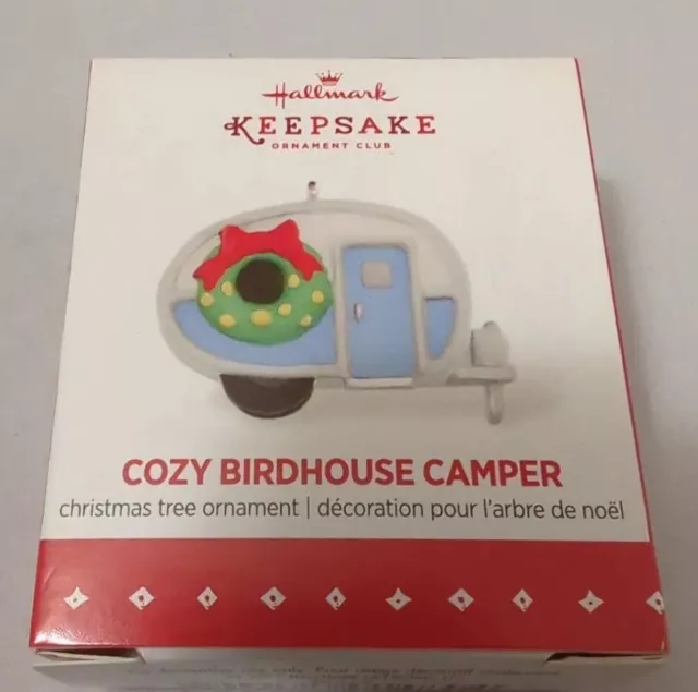 2015 Hallmark REPAINT ornament COZY BIRDHOUSE CAMPER Local Club miniature