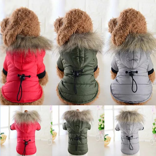 Warm Padded Dog Coat Jacket Chihuahua Pet Winter Hoodie Puppy Cat Small Clothes
