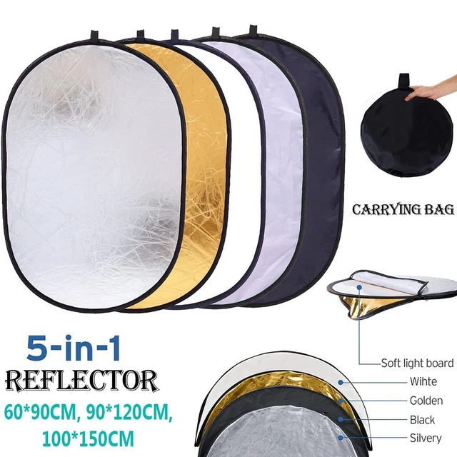 Difusor de luz ovalada para estudio fotográfico 5 en 1 reflector de fotografía plegable