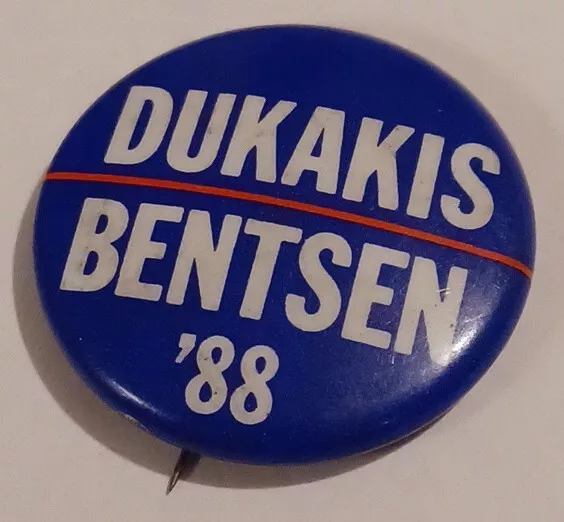 1988 Michael Dukakis & Lloyd Bentsen President Campaign Button Pin 