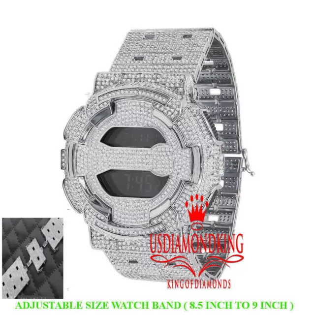 Custom Casio G-Shock GD100 White Gold Watch Simulated Diamonds Adjustable Band